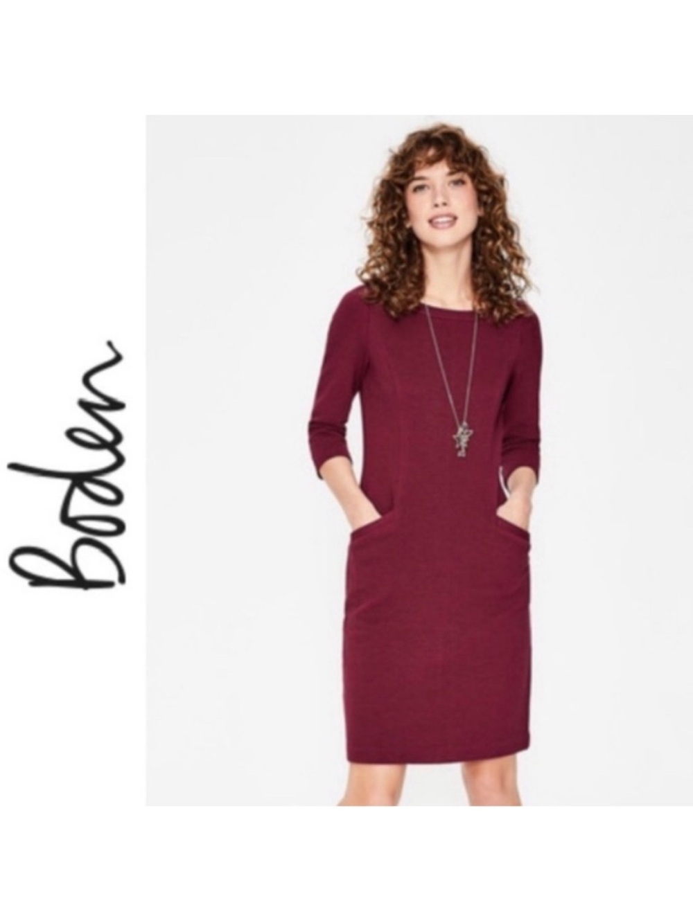 Boden Jasmin Ottoman Sheath Dress In Burgundy Ribbed Size Knit Size 8